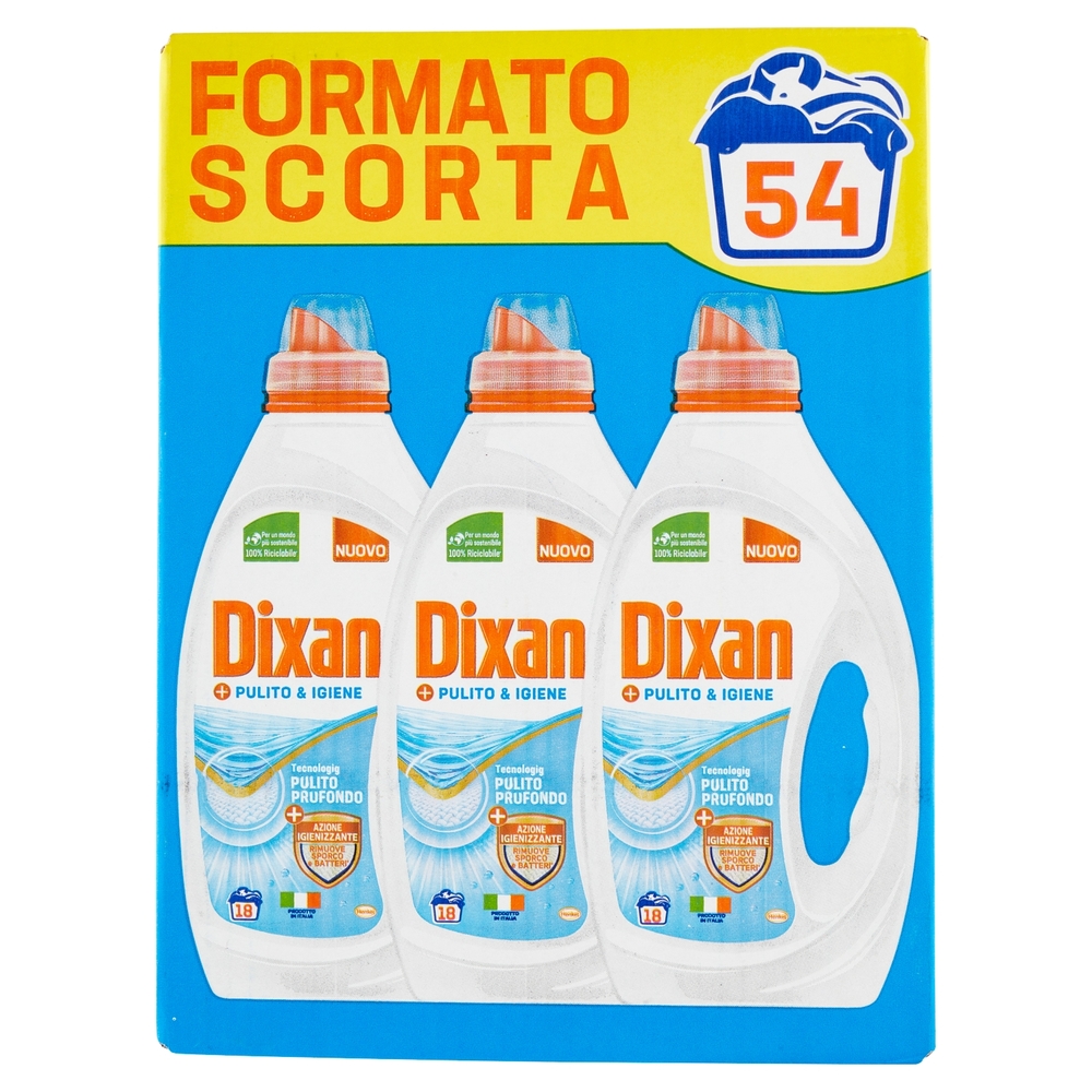 DIXAN Liquido Pulito & Igiene 3x18=54 Lavaggi 3 x 900 ml